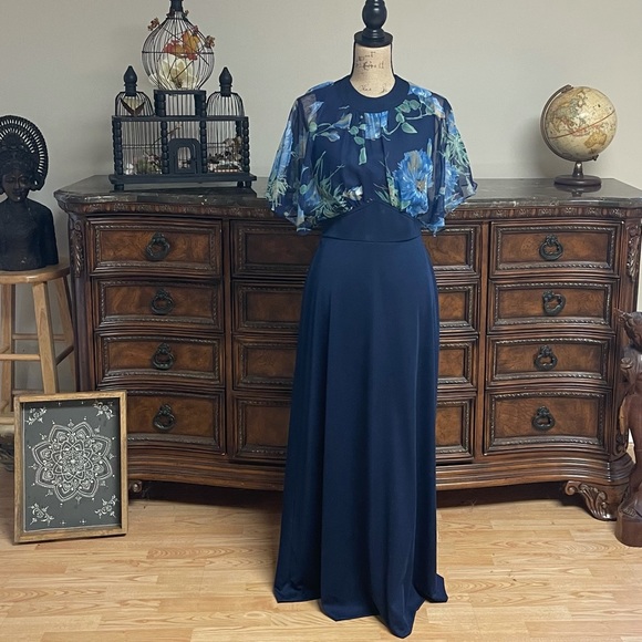 Vintage Navy 1960 to early 1970's maxi dress M-L - Picture 1 of 3
